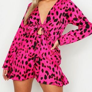 Pink leopard print romper